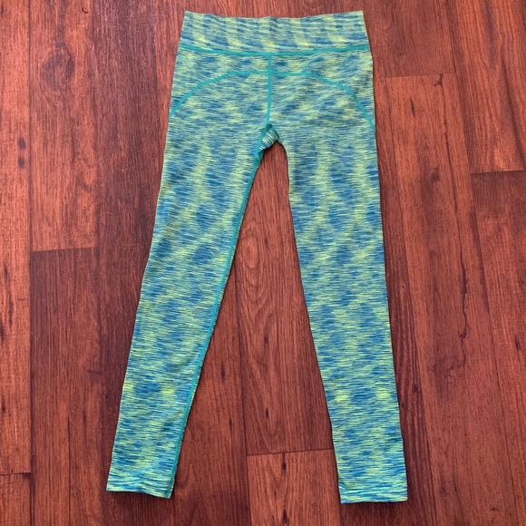 Amazing Sports Leggings Women Size L/XL Green Blue Yoga Running - Picture 2 of 6